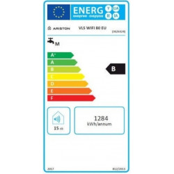 Ariston VELIS Wi-Fi 80 1.5+1.5kW 65L energetinis ženklinimas