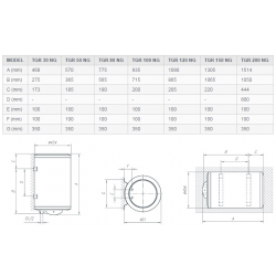 Gorenje TGR 100 N 2.0kW 96L išmatavimai