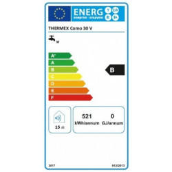 Thermex Como 30 V Smart Wi-Fi 2kW 30L  boilerio energetinis ženklinimas
