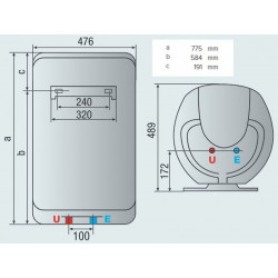 Ariston SHAPE ECO EVO 80 V 1.8kW 75L      išmatavimai