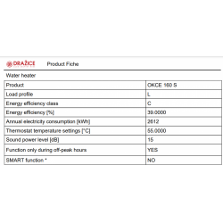 Dražice OKCE 160 S 2.2kW 157L gamintojo informacija