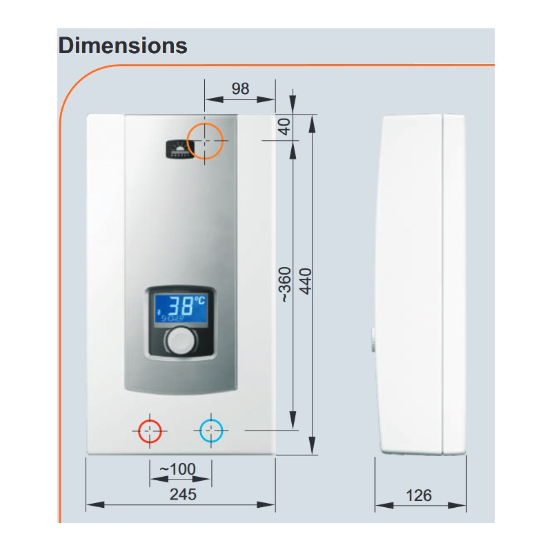 Kospel PPE2 electronic LCD 9/11/12/15kW momentinis vandens šildytuvas | vandens-sildytuvai.lt