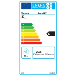 Thermex SIERRA 80V 1.5kW 80L energetinis ženklinimas