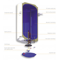 Ferroli Calypso elektrinio vandens šildytuvo konstrukcija