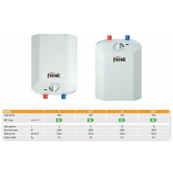 Ferroli Novo elektrinio vandens šildytuvo techninė specifikacija