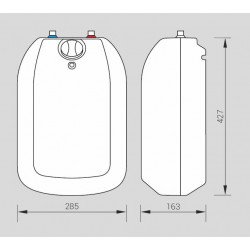 Kospel POC.D-5 LUNA Inox po kriaukle 2.0kW 5L matmenys