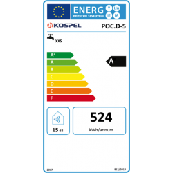 Kospel POC.D-5 LUNA Inox po kriaukle 2.0kW 5L energetinis ženklinimas